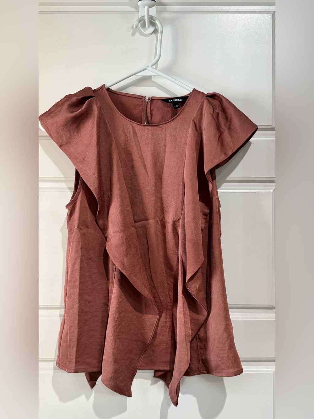 Express Rust Ruffle Sleeve Blouse